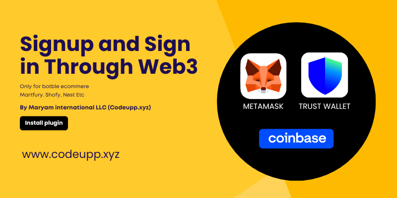 Web3 Signup or Sign in using Metamask, Trust wallet or over 300 Wallets supported
