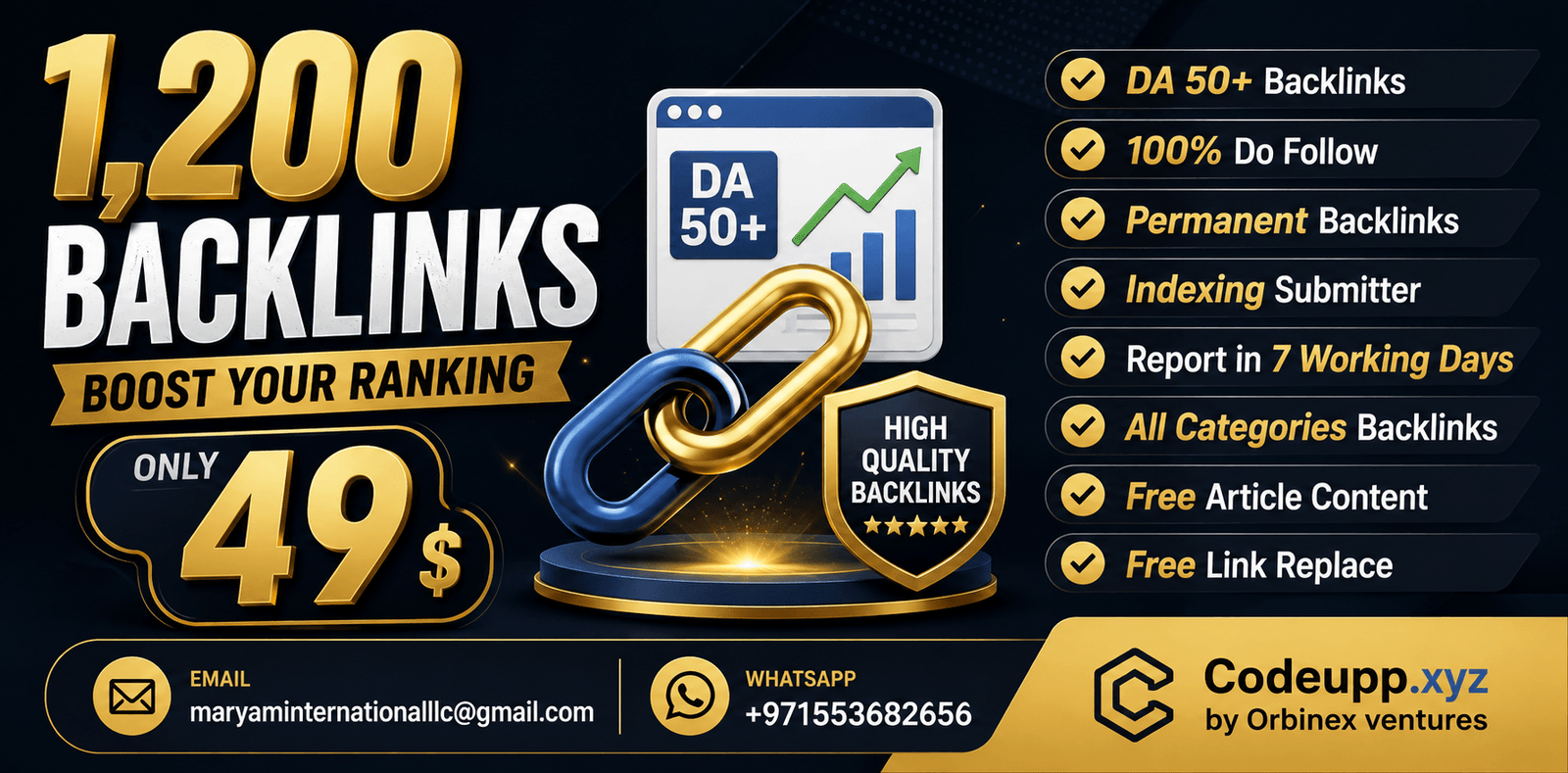 Premium High-Authority Backlinks | 1200 Backlinks 50+ DA Link Building Service