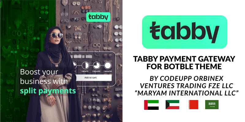 Tabby Payment Gateway for Martfury, Shofy, Nest (Middle East UAE,KSA,KUWAIT,EGYPT)